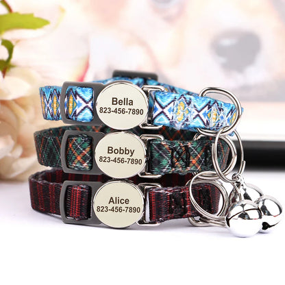 Reef - Personalised Cat Collar with Engraved Nameplate and Bell