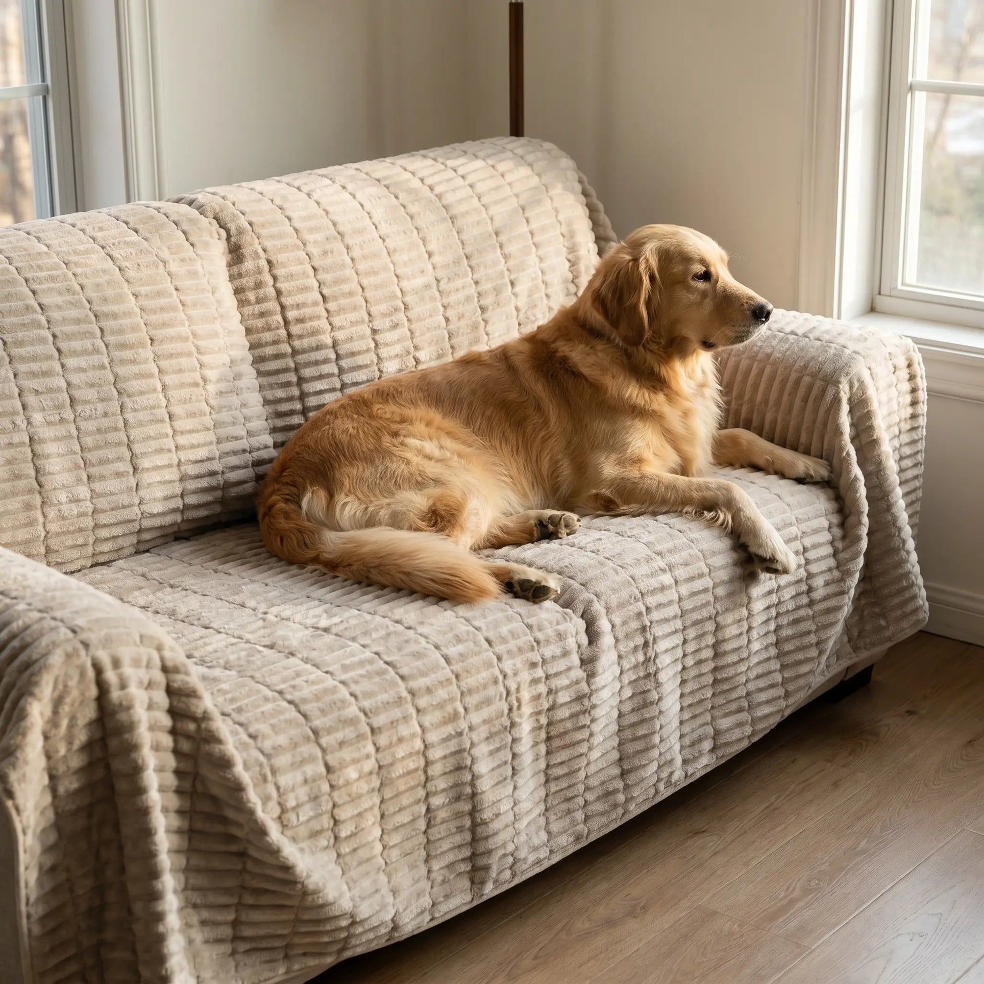 Golden Retriever on the Cove sofa cover
