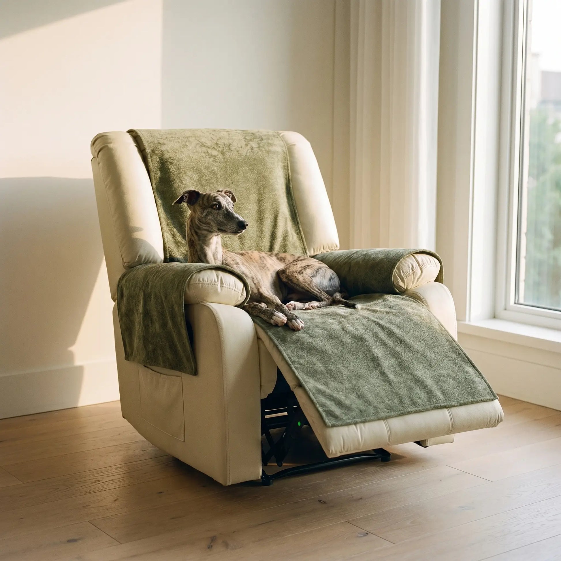Whippet with the Croft recliner cover