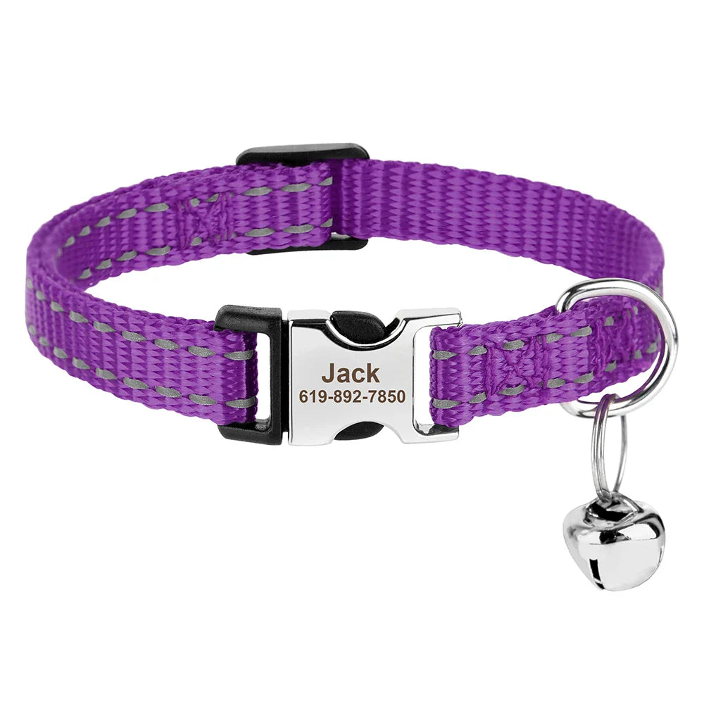 Reef - Personalised Cat Collar with Engraved Nameplate and Bell