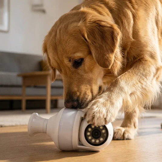 Golden Retriever with the Flint pet camera