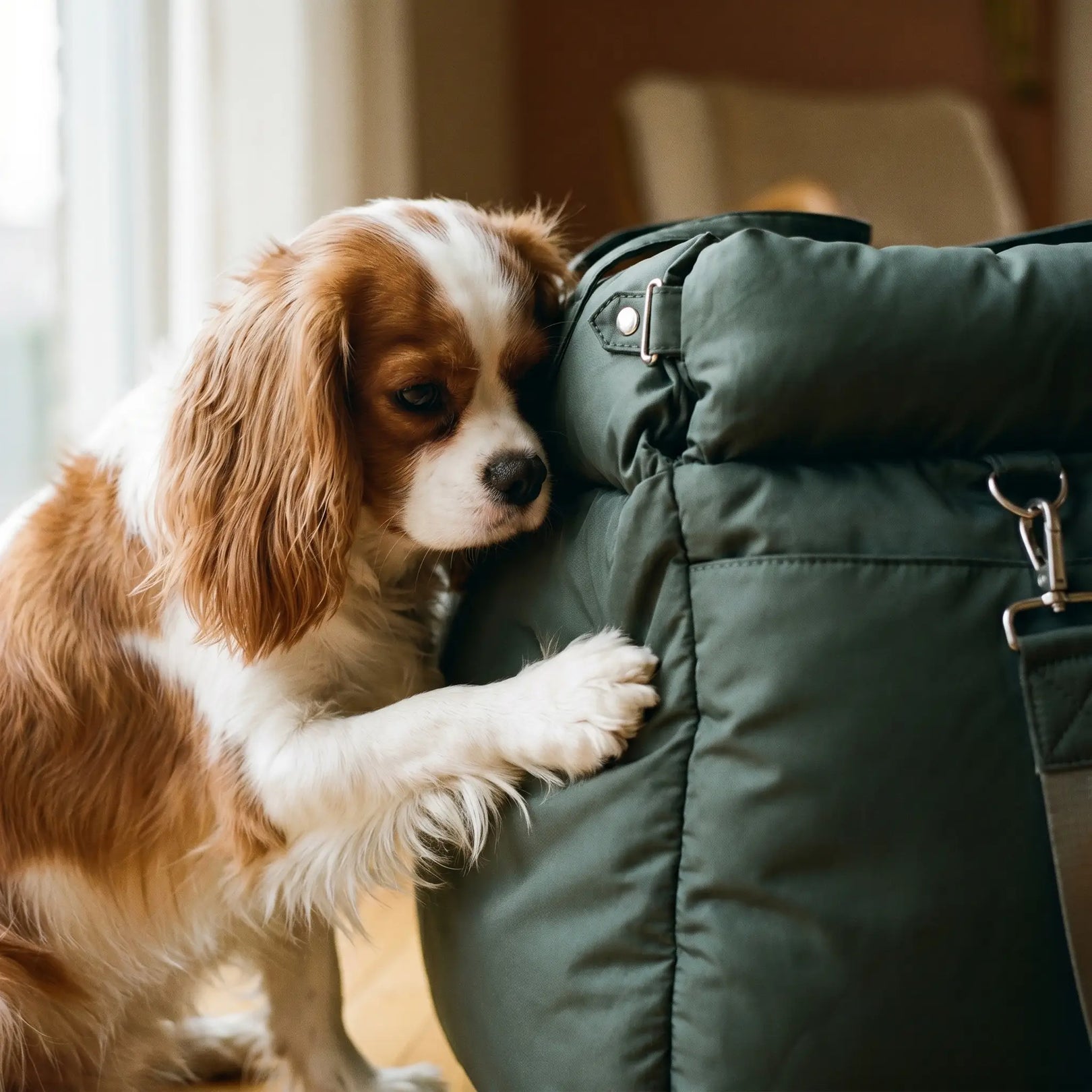 Cavalier King Charles Spaniel using the Flint car seat