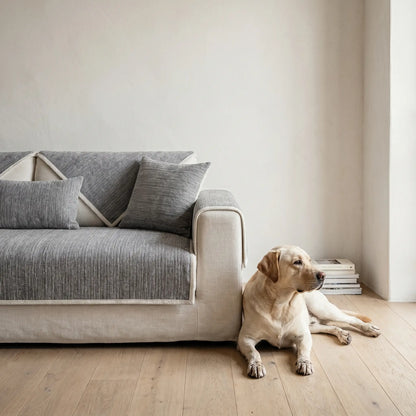 Frith waterproof chenille couch cover in a living room