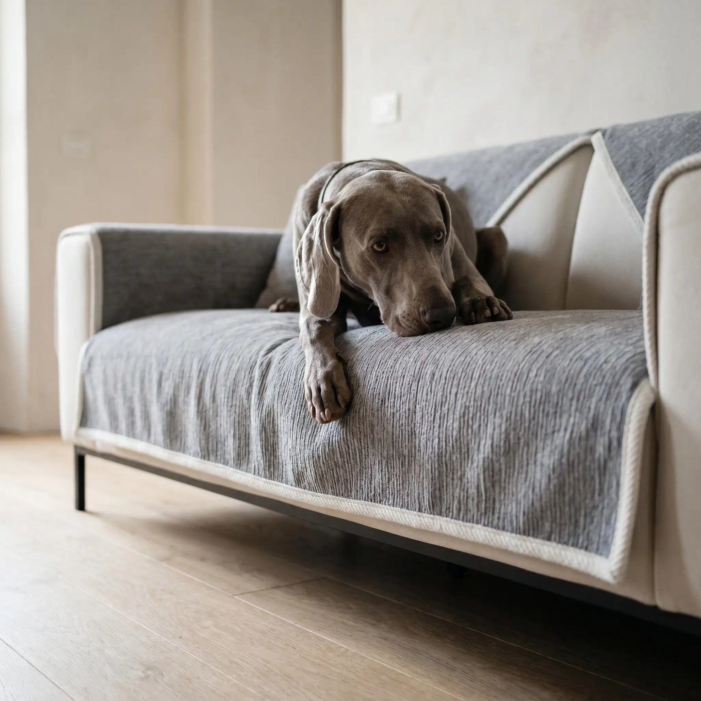 Weimaraner on the Frith chenille cover