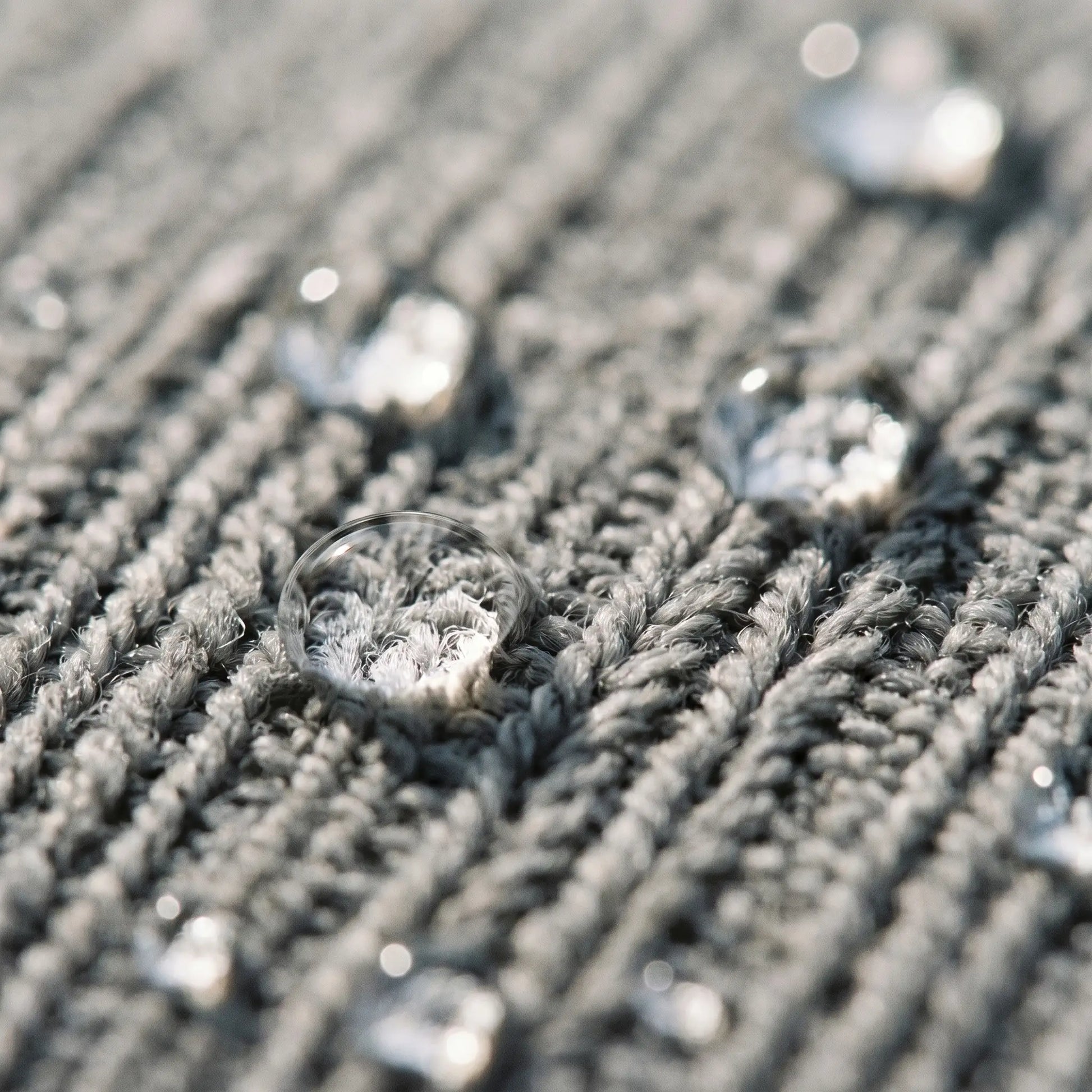 Frith treated chenille with water beading detail