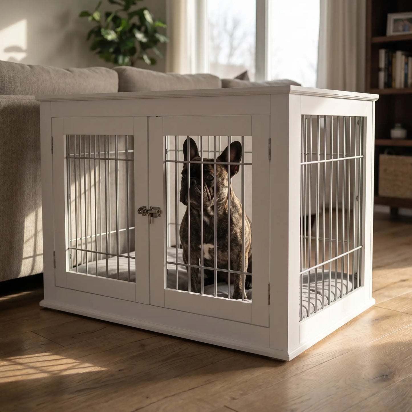 French Bulldog sitting inside the Hadley