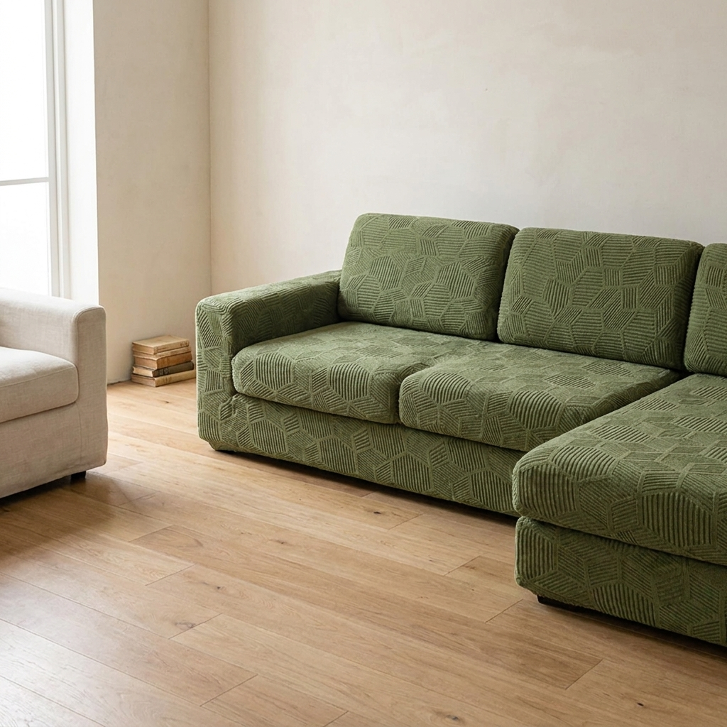 Glen honeycomb couch cover in living room setting - Shot 1