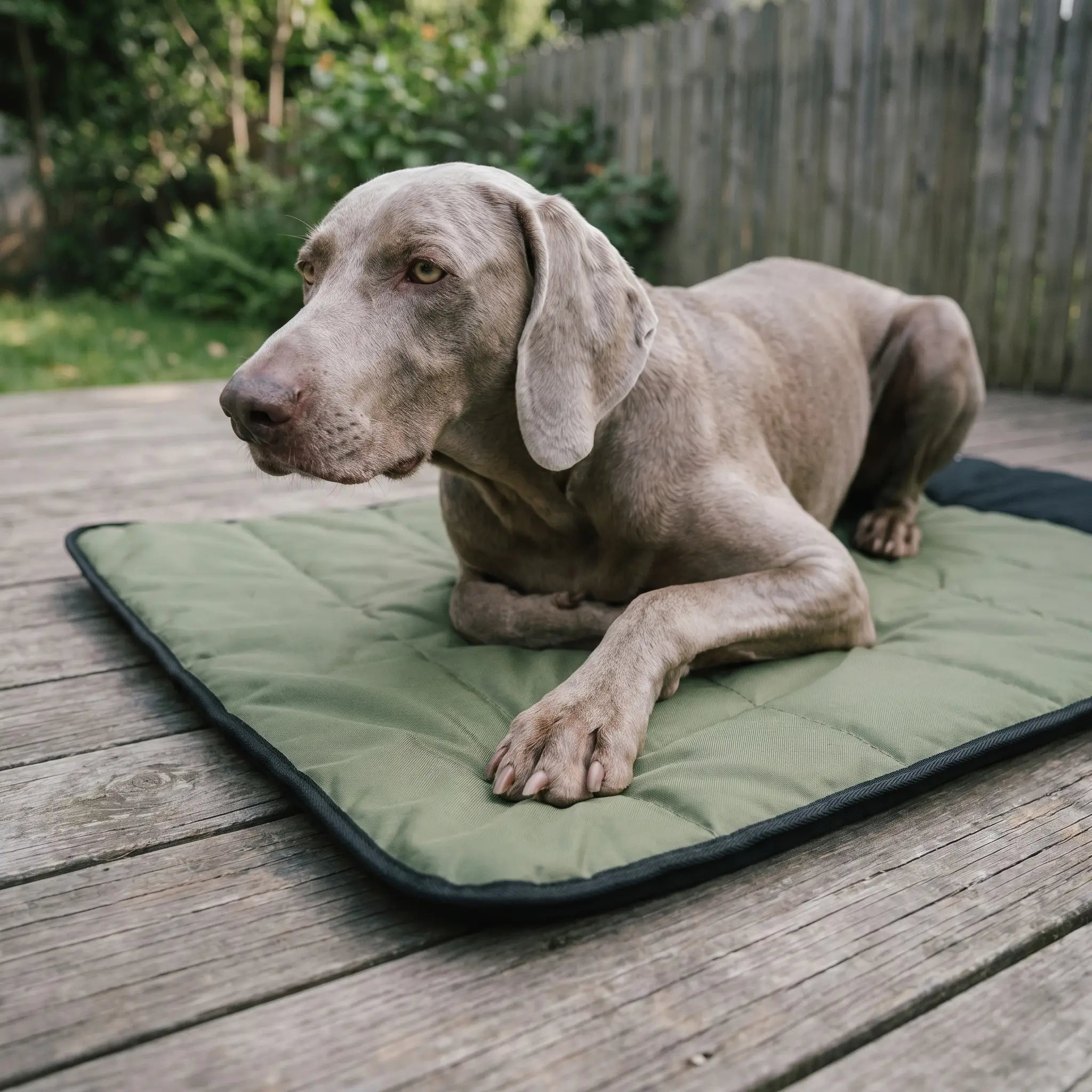 Kite portable dog mat with dog, close up
