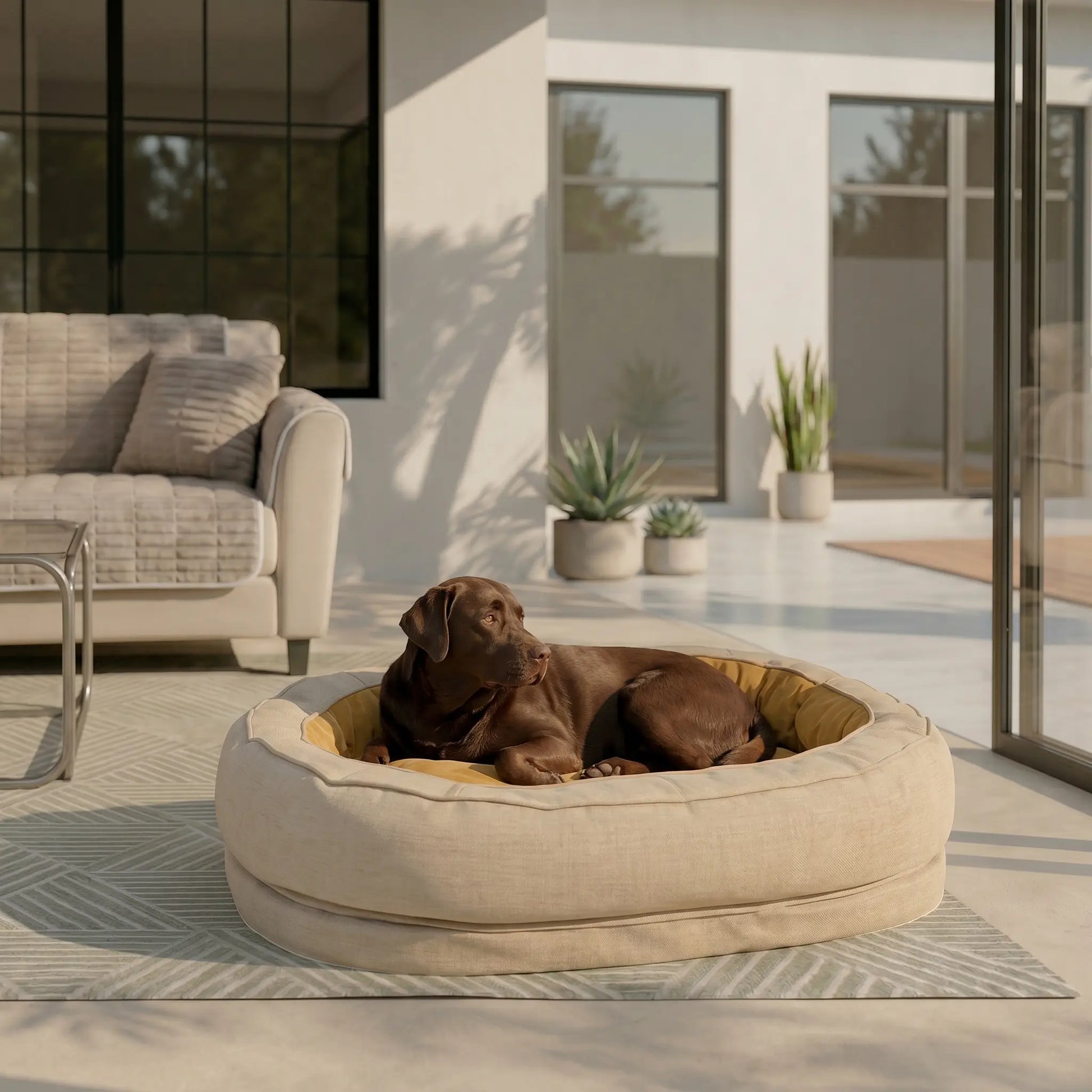 Labrador Retriever with the Larch dog bed