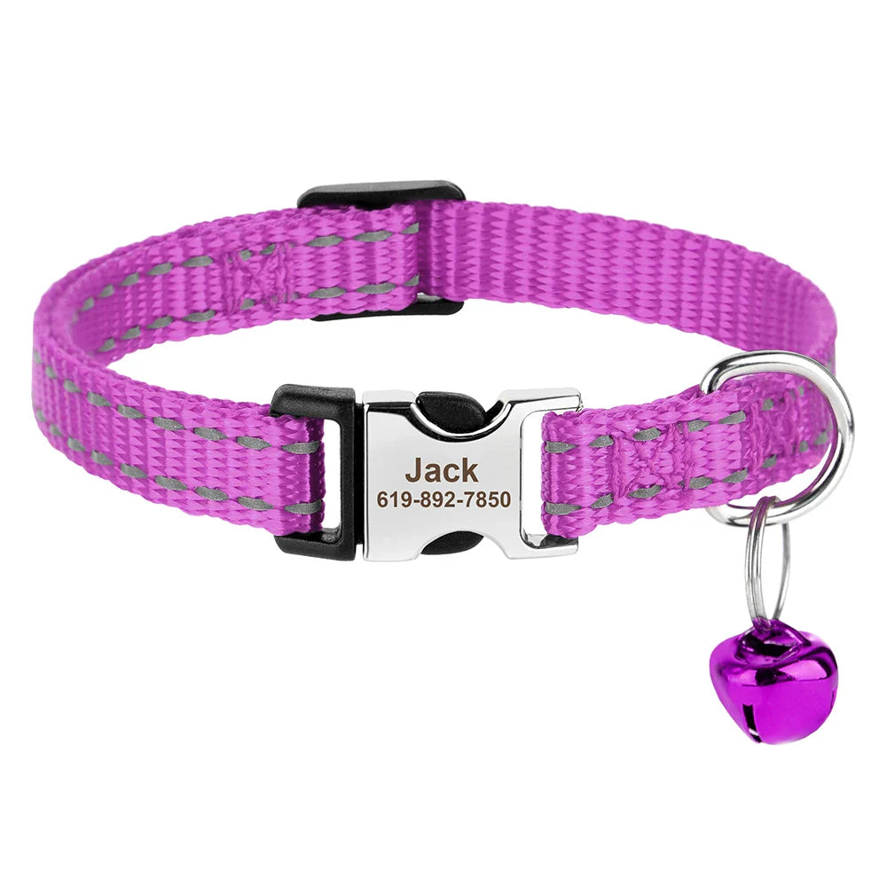 Reef - Personalised Cat Collar with Engraved Nameplate and Bell