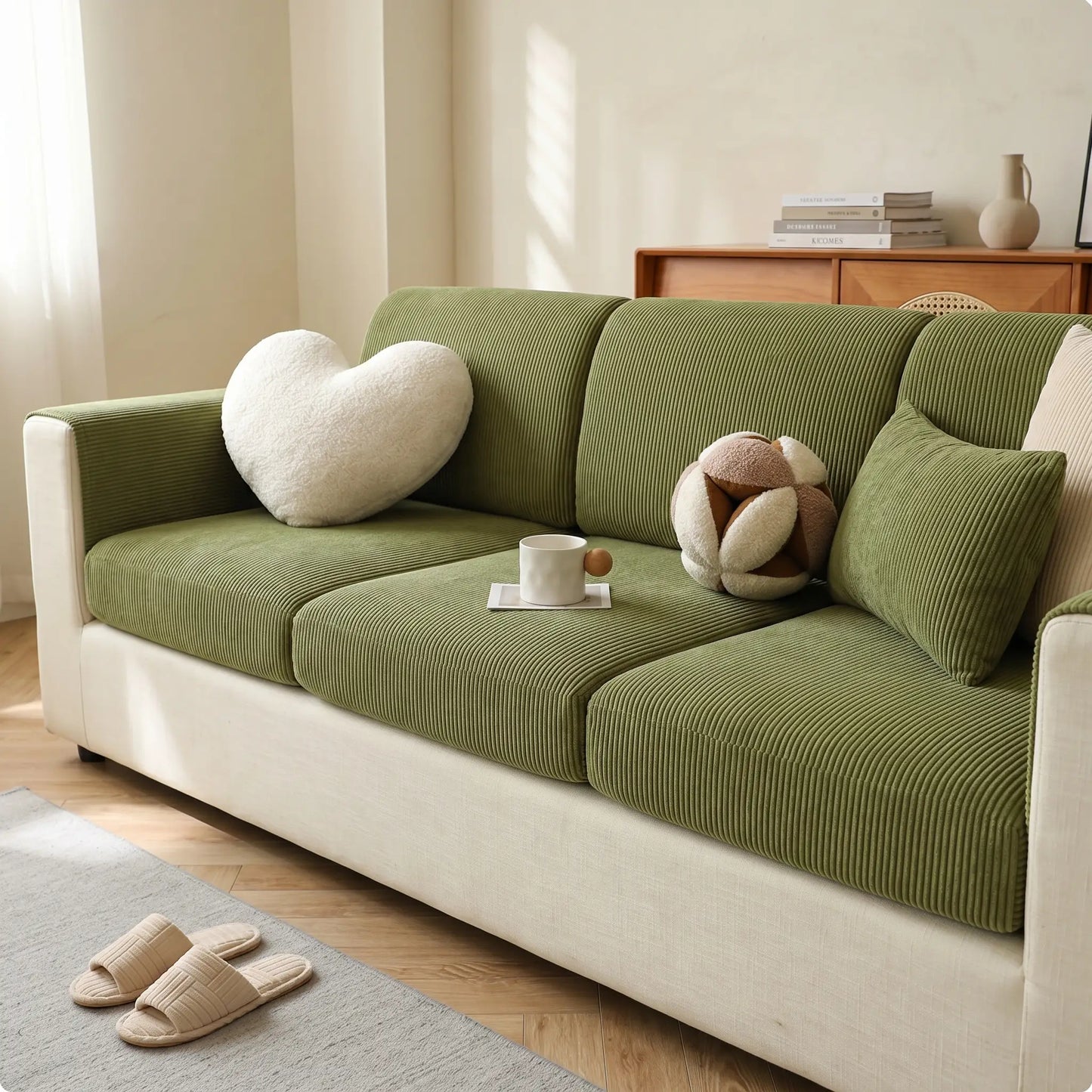 Mallow corduroy sofa cover studio shot
