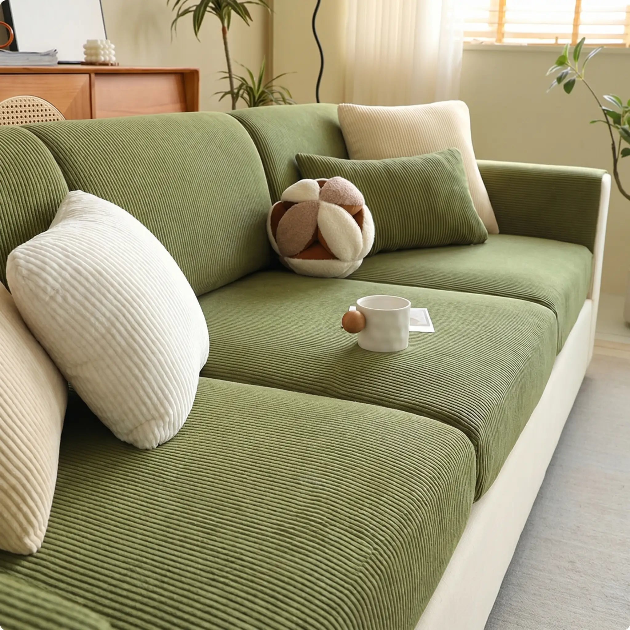 Mallow sofa cover in a home setting