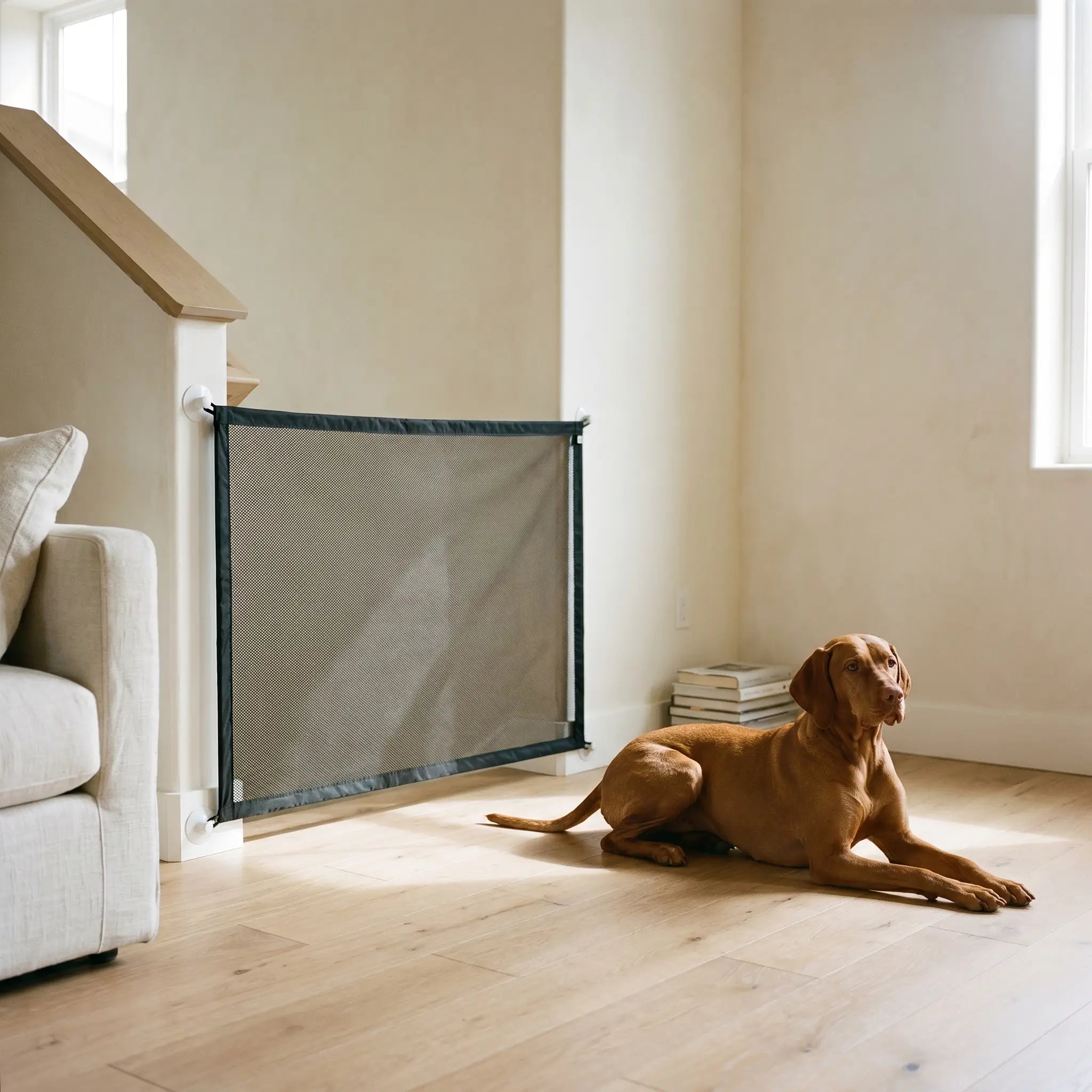 Mendip mesh dog gate in a hallway