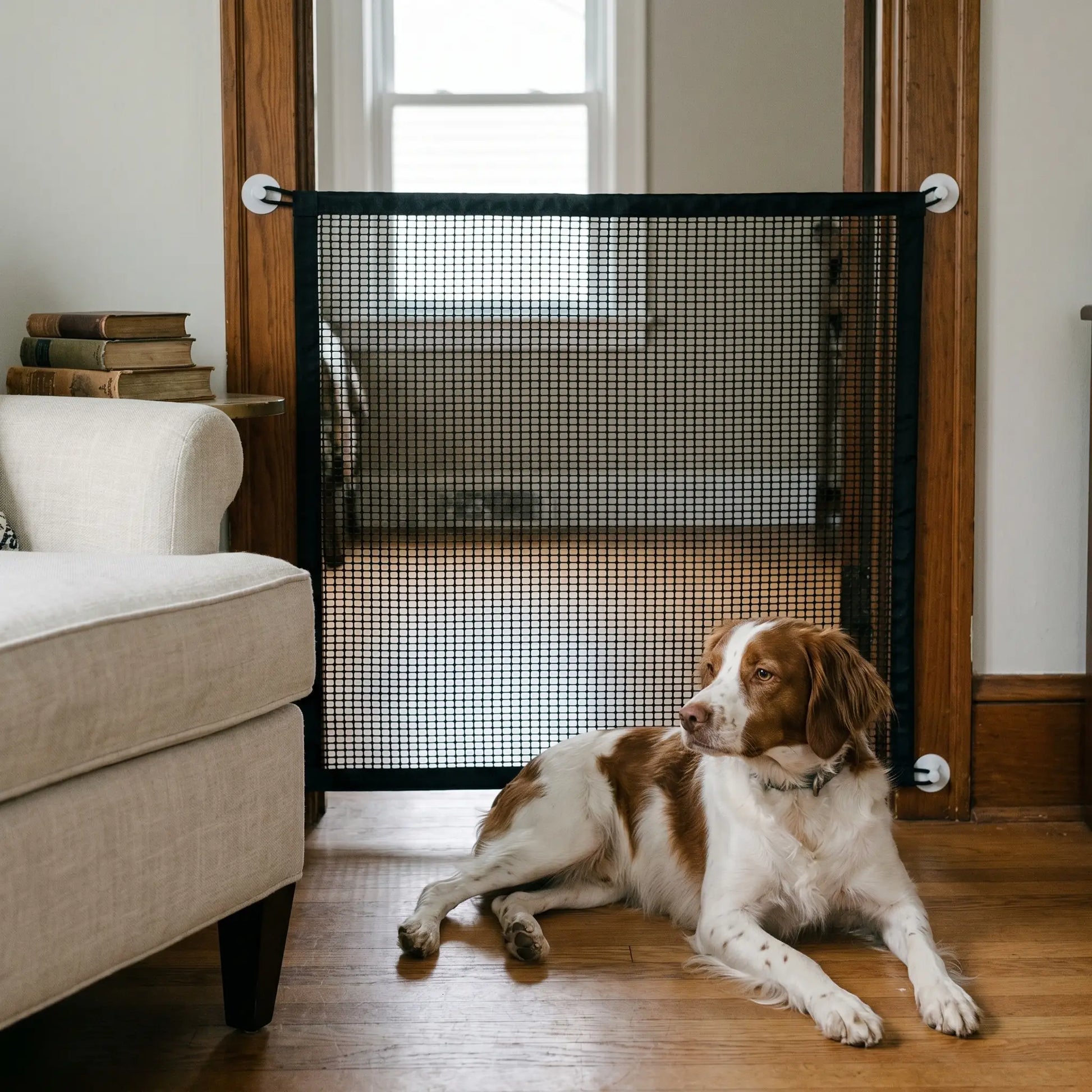 Brittany Spaniel by the Mendip dog gate