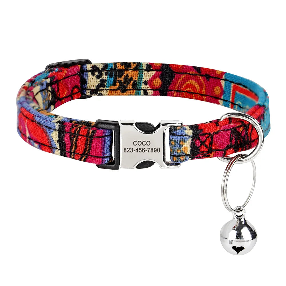Reef - Personalised Cat Collar with Engraved Nameplate and Bell