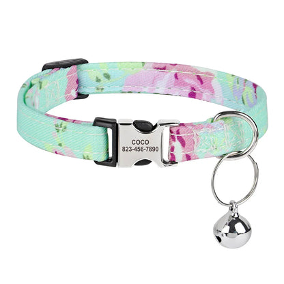 Reef - Personalised Cat Collar with Engraved Nameplate and Bell
