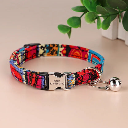 Reef - Personalised Cat Collar with Engraved Nameplate and Bell