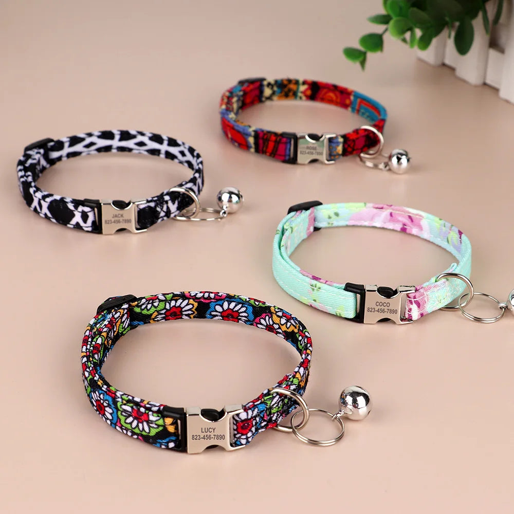 Reef - Personalised Cat Collar with Engraved Nameplate and Bell