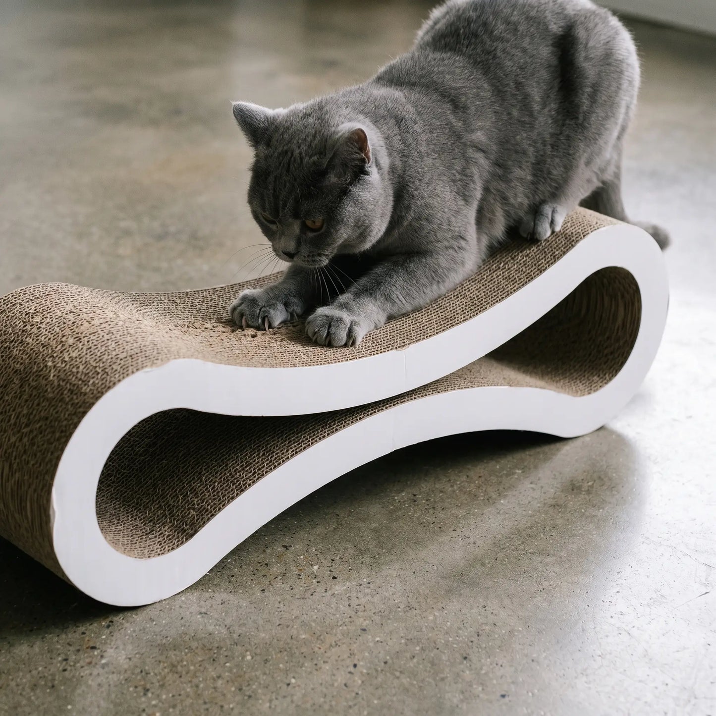 British Shorthair scratching the Nesta