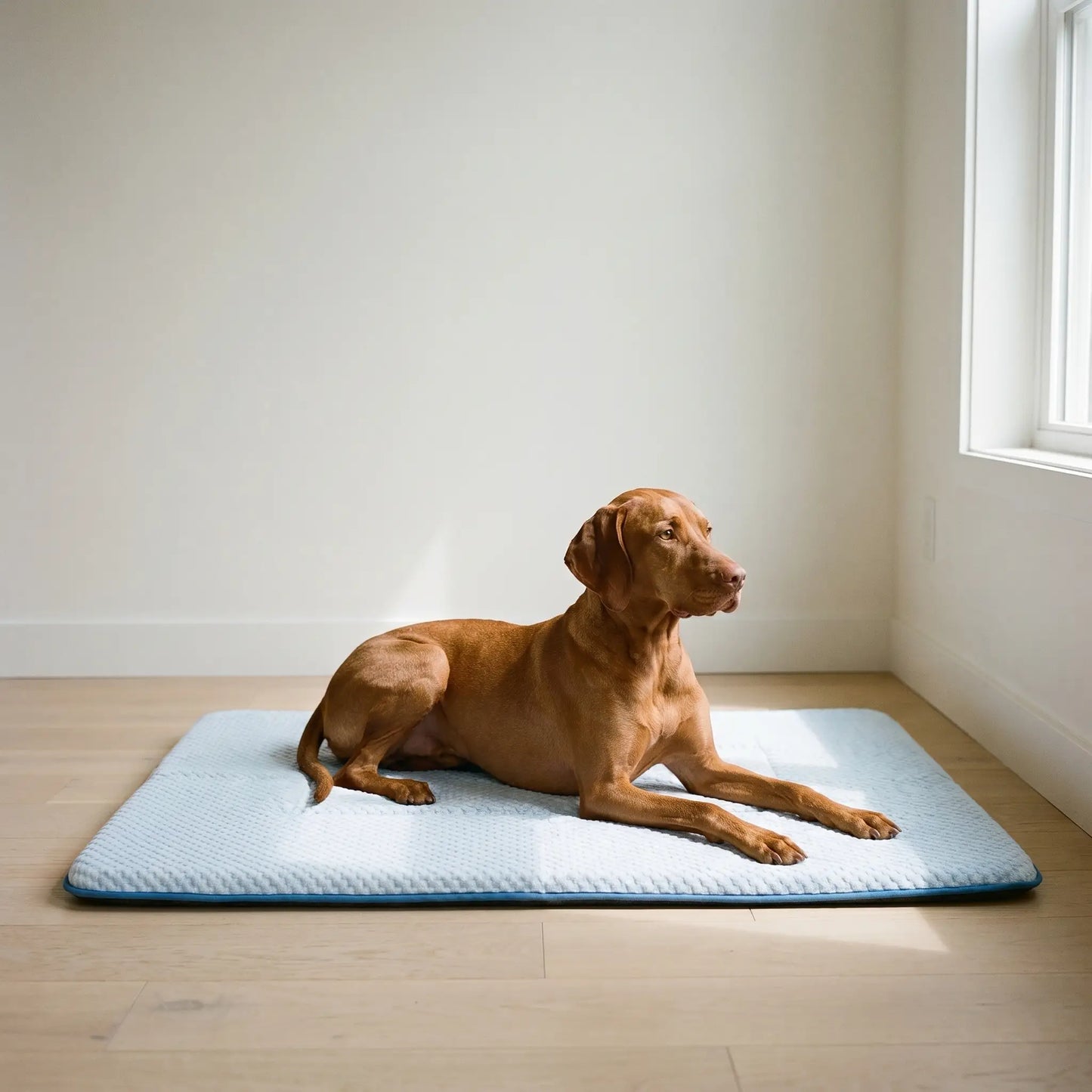 Vizsla with the Pebble cooling mat