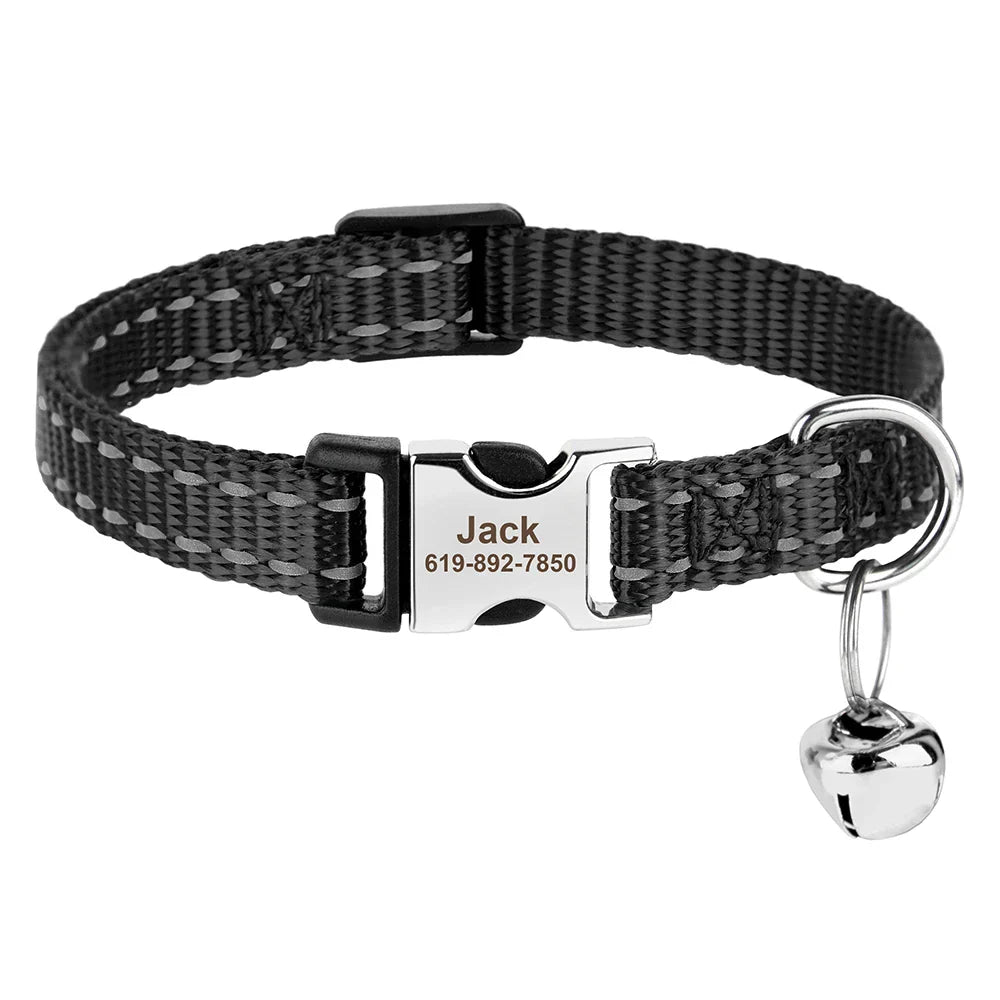 Reef - Personalised Cat Collar with Engraved Nameplate and Bell