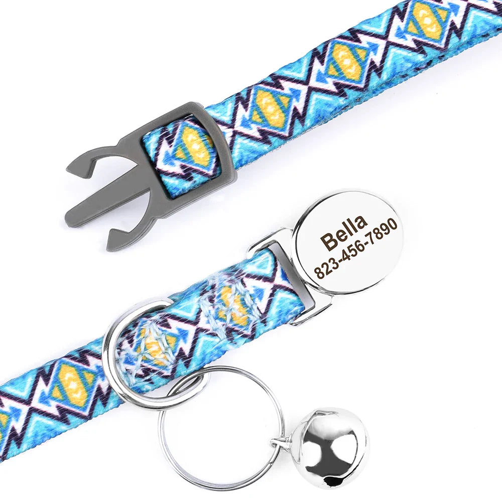Reef - Personalised Cat Collar with Engraved Nameplate and Bell