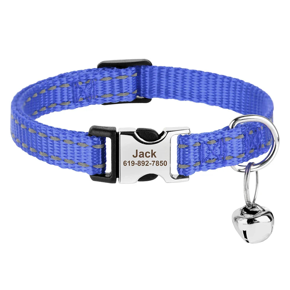 Reef - Personalised Cat Collar with Engraved Nameplate and Bell