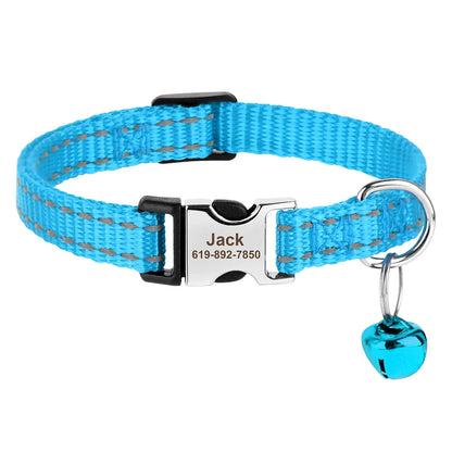 Reef - Personalised Cat Collar with Engraved Nameplate and Bell