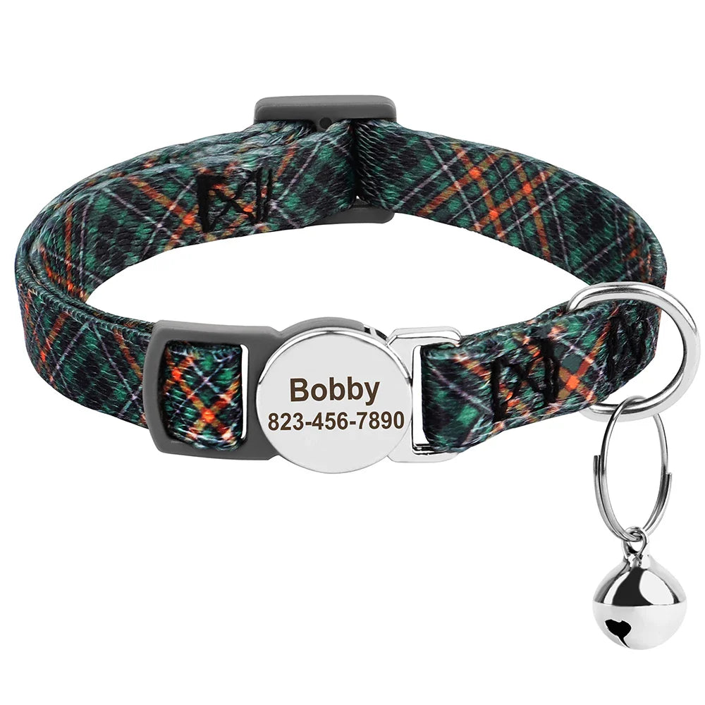 Reef - Personalised Cat Collar with Engraved Nameplate and Bell