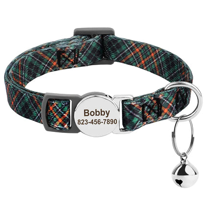 Reef - Personalised Cat Collar with Engraved Nameplate and Bell
