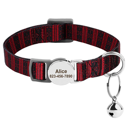 Reef - Personalised Cat Collar with Engraved Nameplate and Bell