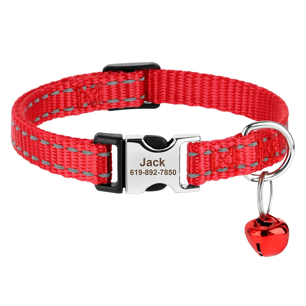 Reef - Personalised Cat Collar with Engraved Nameplate and Bell