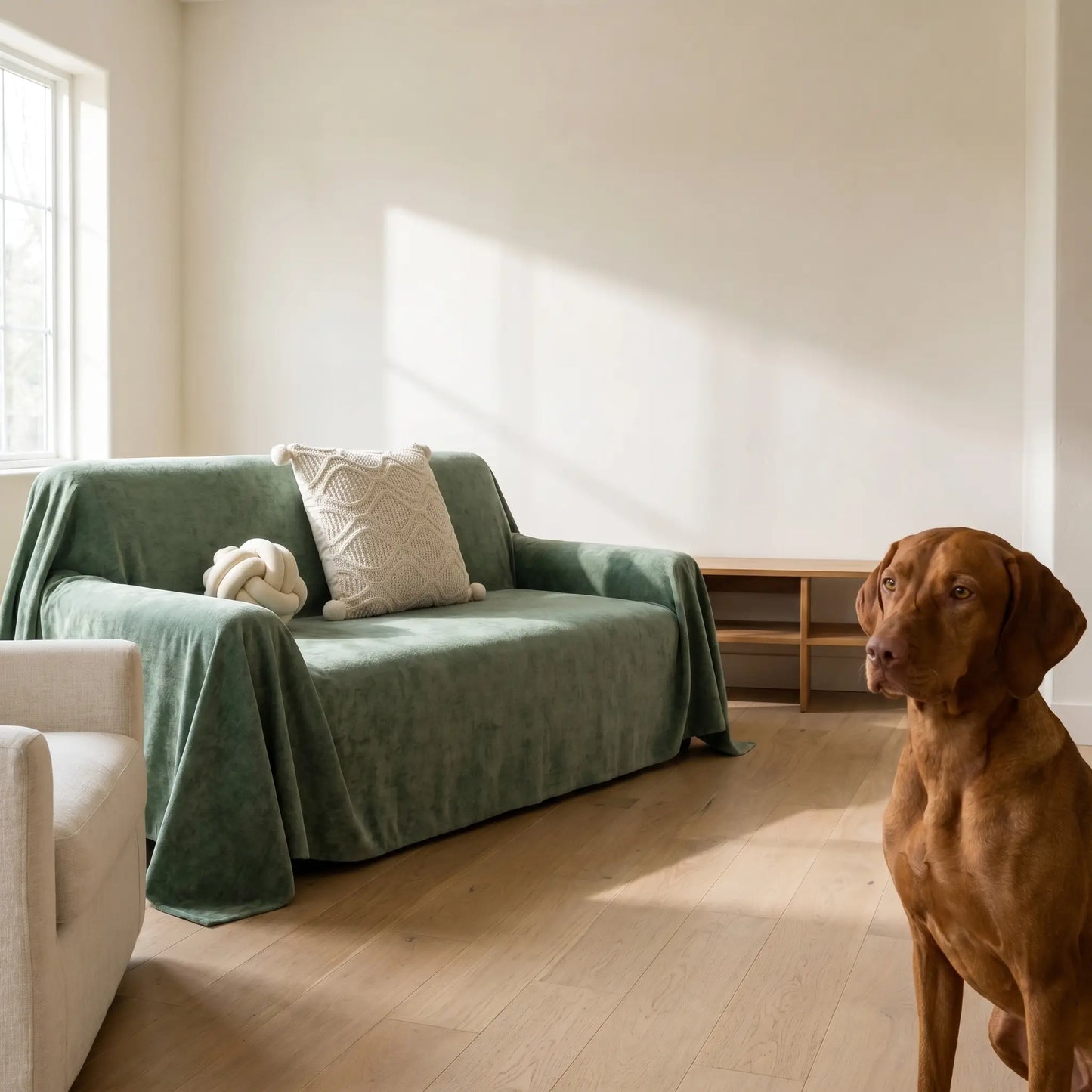 Riven waterproof throw couch cover studio shot