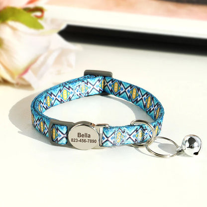 Reef - Personalised Cat Collar with Engraved Nameplate and Bell
