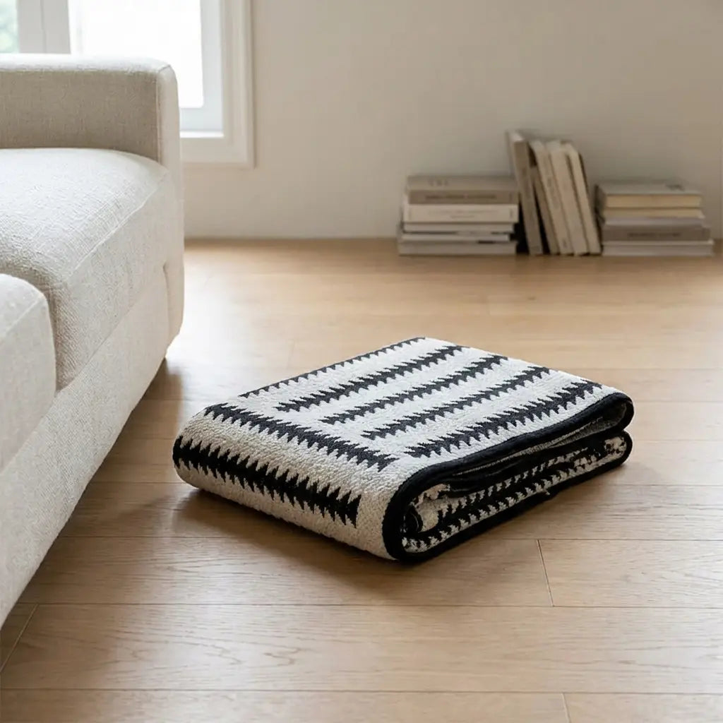 Stave chenille couch cover, studio shot