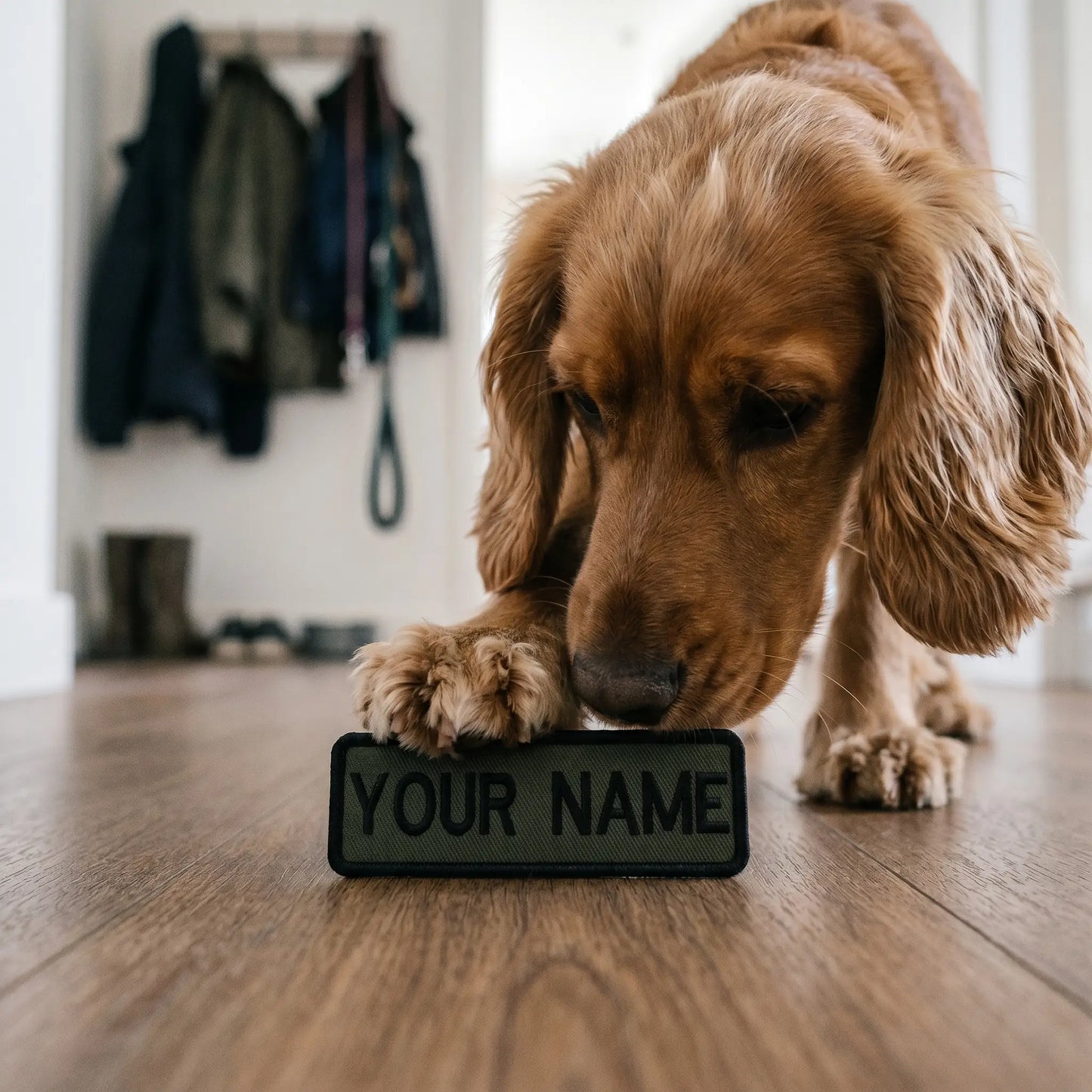 Cocker Spaniel with the Trent name patch