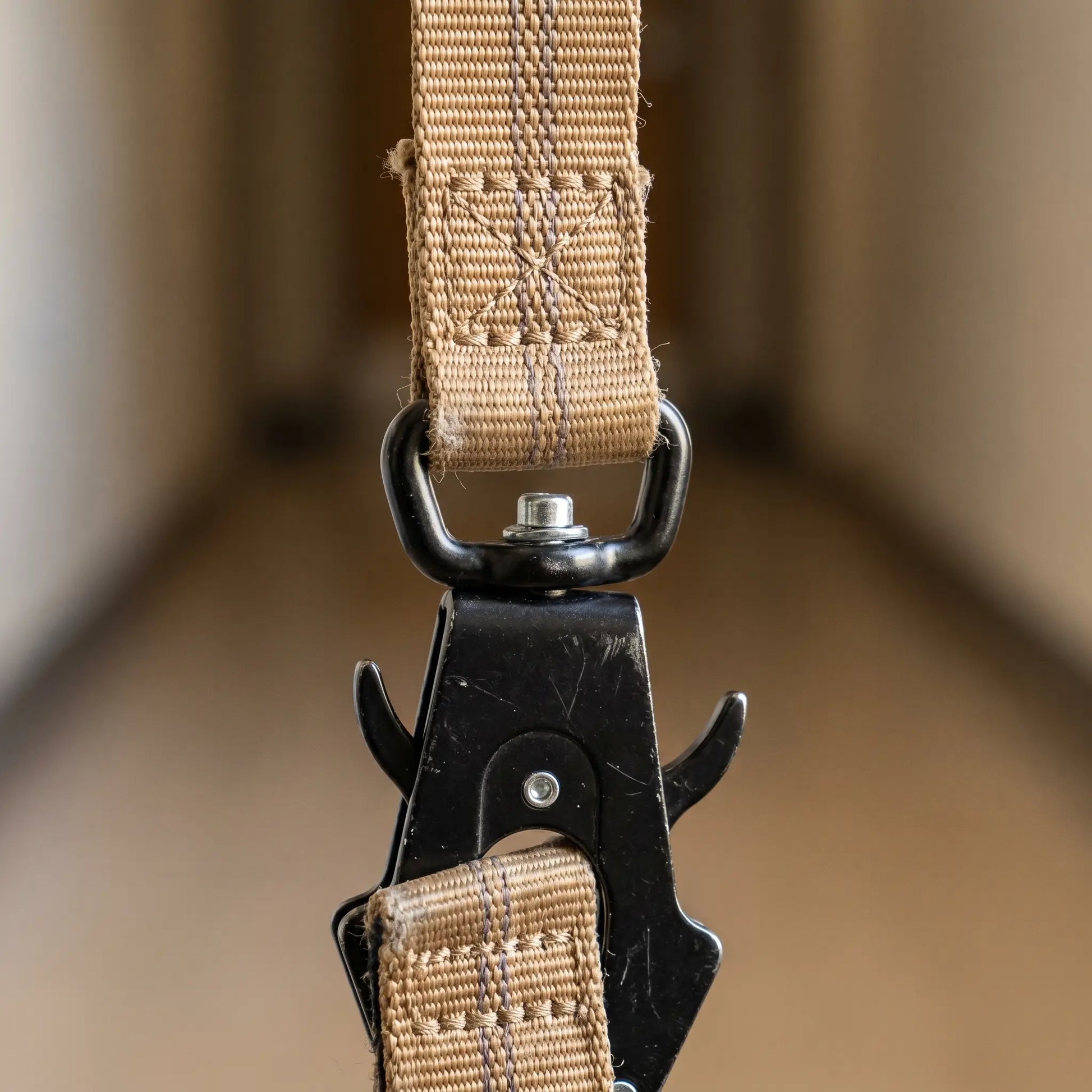 Vesper leash webbing and carabiner detail