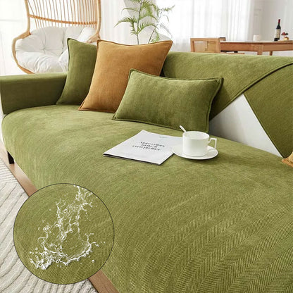 Halo - Herringbone Chenille Couch Cover, Waterproof and Antibacterial