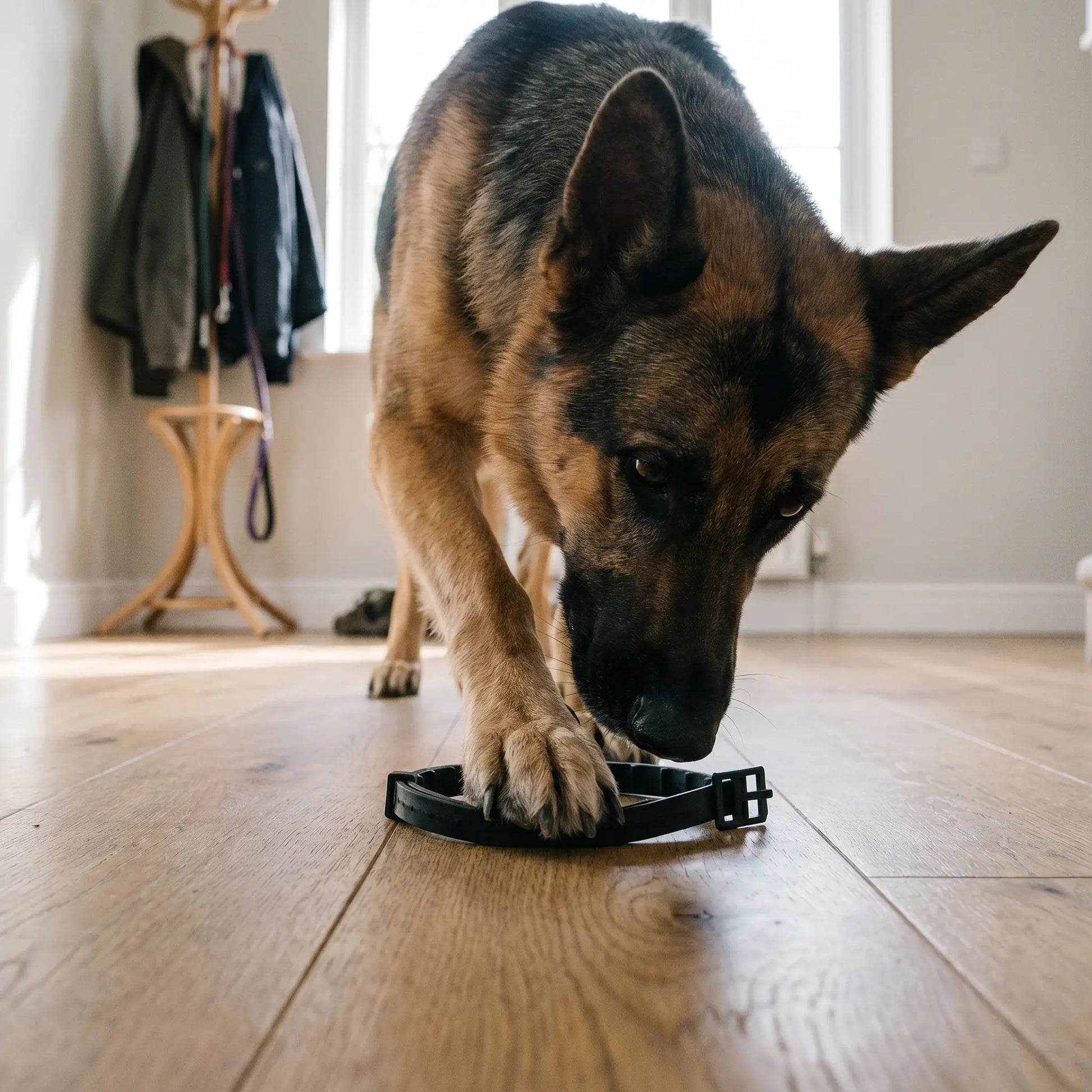 German Shepherd wearing Whin collar