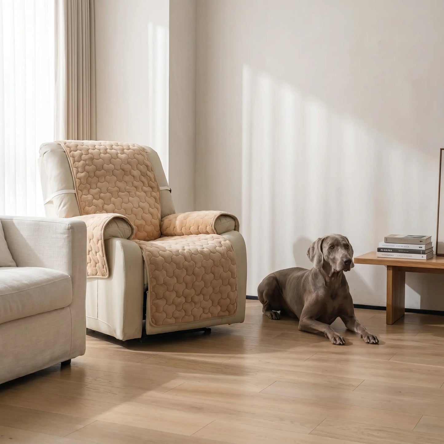 Yare plush sofa cover in a living room, wide shot